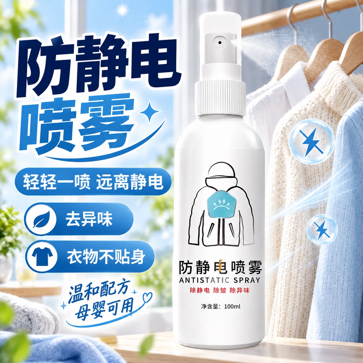 衣物防静电喷雾除静电柔顺剂