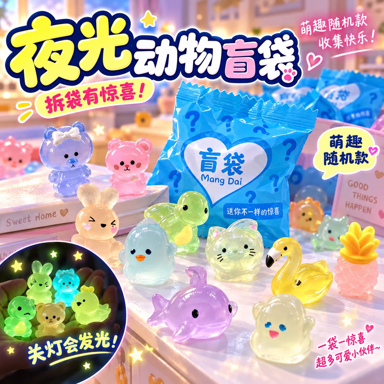 夜光动物盲袋迷你小学生奖励盲盒