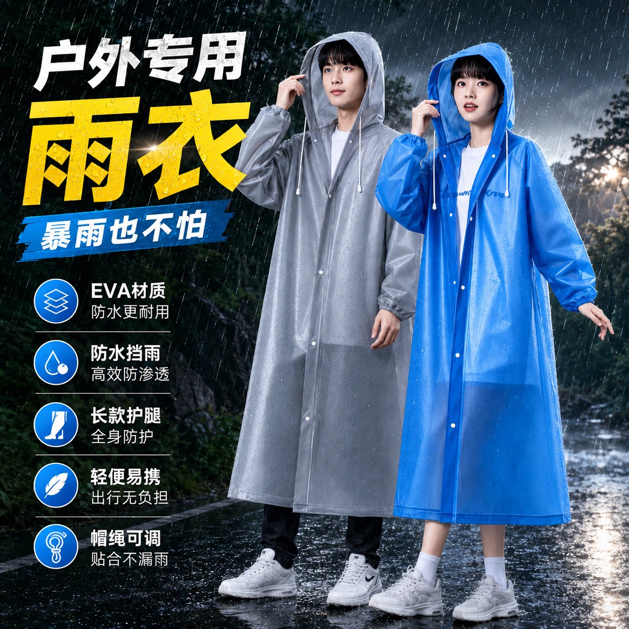 男女长款连体加厚防暴雨雨衣