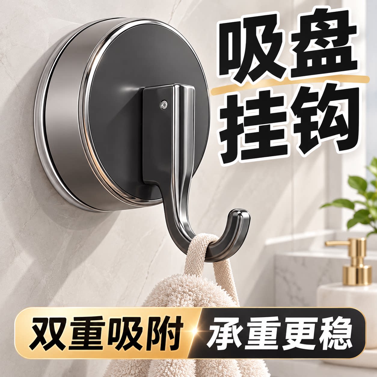 吸盘挂钩无痕免打孔真空强力承重粘钩厨房门后浴室卫生间墙壁粘胶