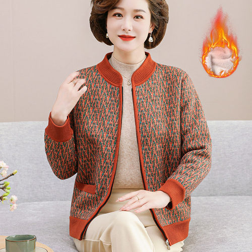 中老年人冬装毛衣外套女