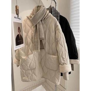 菱形格保暖棉衣外套200斤宽松棉服上衣 2024秋冬新款 300斤大码 女装