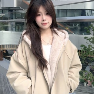 保暖高级感棉衣棉服 小个子短款 加厚加绒羊羔毛外套女2025新款 冬季