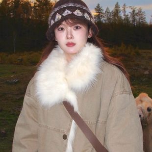 美式 2025新款 复古宽松设计感派克服棉衣加绒加厚外套 棉服女款 冬季