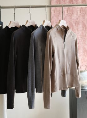 秘鲁进口德绒！山羊绒立领双拉链外套叠穿上衣内搭卫衣打底开衫女