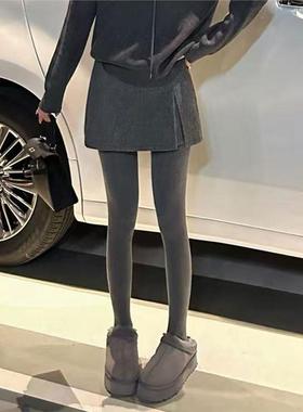 灰色高级感毛呢短裤裙子女2025新款秋冬款a字半身裙不规则包臀裙