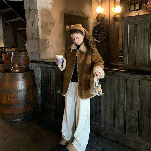 两面穿皮毛一体外套女羊