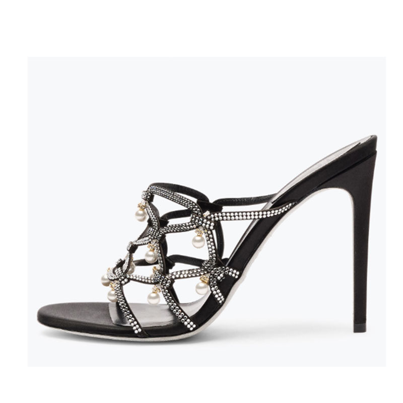夏季新款水钻串珠高跟鞋外贸走秀凉鞋大码4043