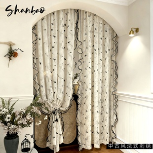 玫瑰的故事中古风法式拱形门帘复古布艺隔断帘免打孔玄关窗帘半帘