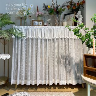 镂空法式免打孔粘贴轨道阳台遮挡帘书架置物架杂物遮丑帘衣柜窗帘