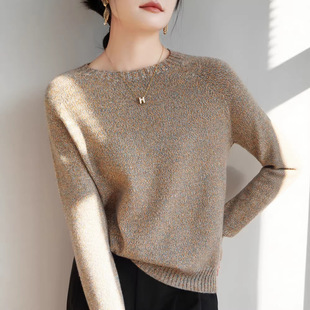 2025年秋冬新款亲肤绒一线成衣加厚圆领针织衫长袖花纱宽松打底衫