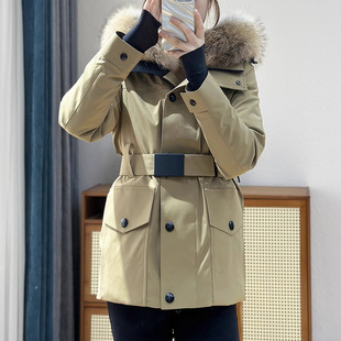 连帽大毛领防寒服滑雪服户外运动女装 工装 鹅绒羽绒服冲锋衣短款