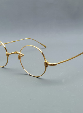 本万年龟纯钛眼镜框男手工金子圆形近视架女复古一山鼻托超轻老花