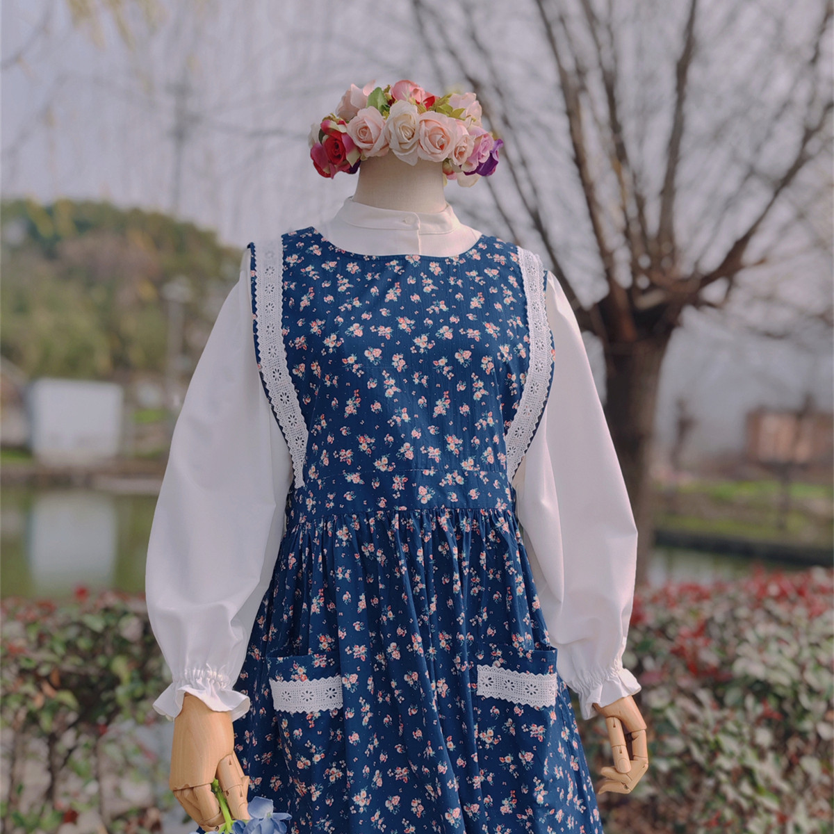 兔子大人｜手作服 vintage古着混搭叠穿罩衫围裙式连衣裙 勿单穿