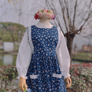 兔子大人|手作服 vintage古着混搭叠穿罩衫围裙式连衣裙 勿单穿