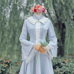 兔子大人｜手作服 【小领子版】蓝色纱条爱歌cosplay常服 含脖饰