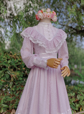 兔子大人｜手作服 GunneSax维多利亚vintage古董蕾丝拼接连衣裙
