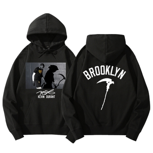 美式加绒连帽卫衣男死神杜兰特KD篮球运动训练青少年潮牌外套秋冬