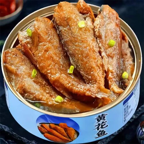 五香黄花鱼罐头开罐即食香辣鱼肉