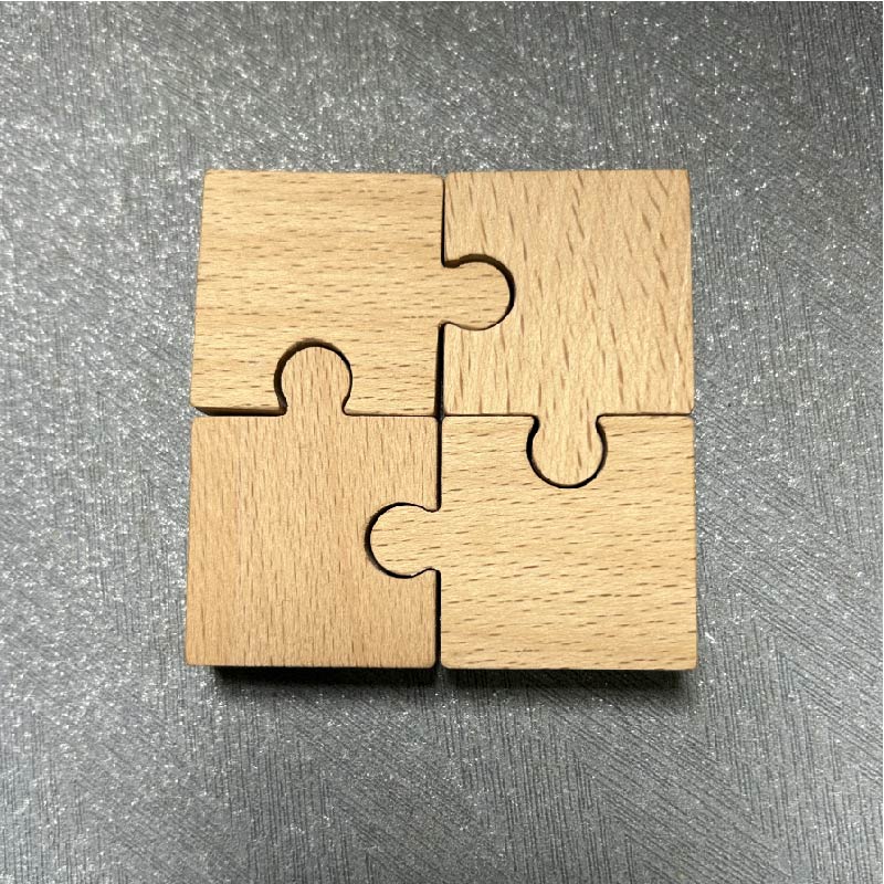 益智实木拼图入门教具婴幼儿正方形4片木制榉木无漆早教