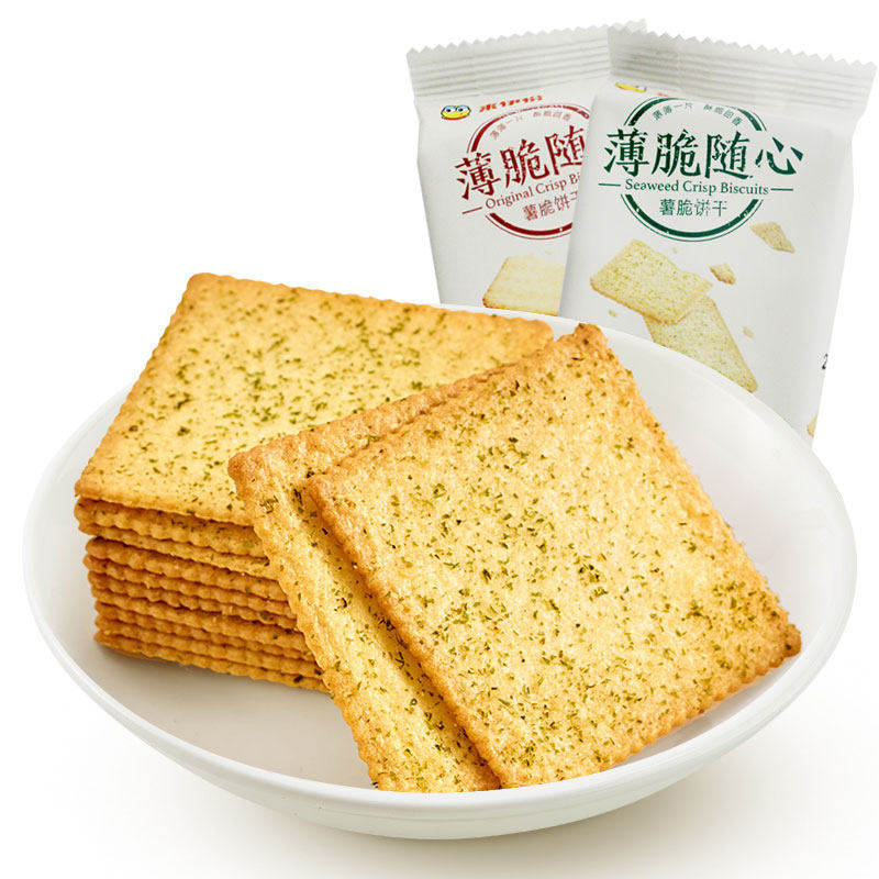 来伊份薯脆饼干1000g原味/海苔薄脆饼干早餐代餐薄饼休闲零食小吃