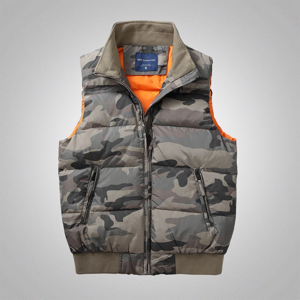冬季男士棉衣羽绒马甲背心加厚保暖迷彩工装坎肩潮流背心无袖外套