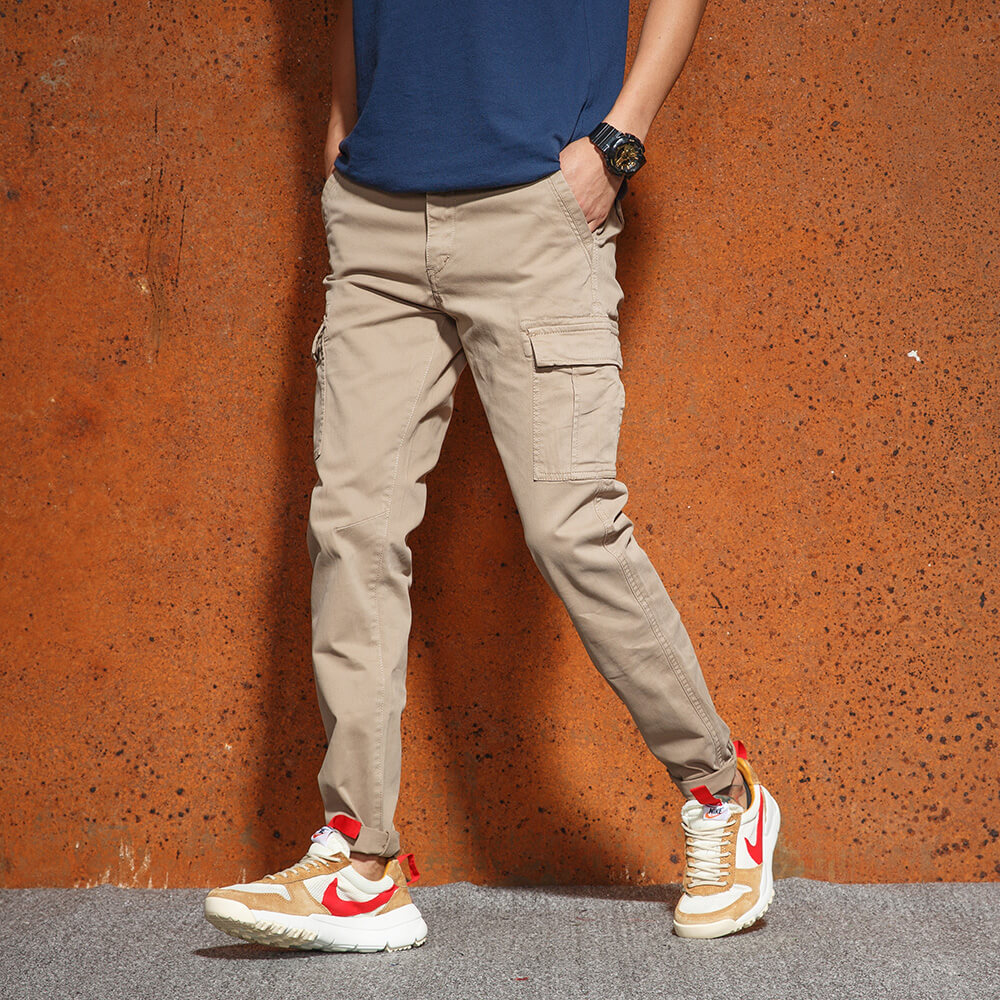 多口袋修身韩版青年军装男士长裤