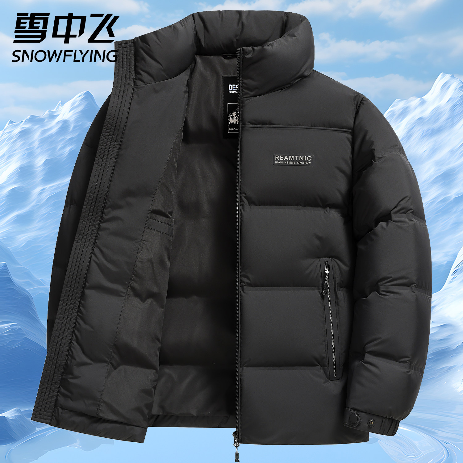 雪中飞2025新款男士羽绒服冬季短款立领保暖轻薄外套高端鸭绒冬装