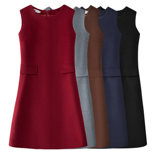 马甲连衣裙中长复古无袖羊毛呢外套显瘦秋冬新款呢子背心裙半身裙