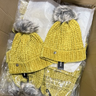 几十个!好货~外贸灯芯绒粗针织帽男女秋冬保暖百搭毛线帽毛球帽
