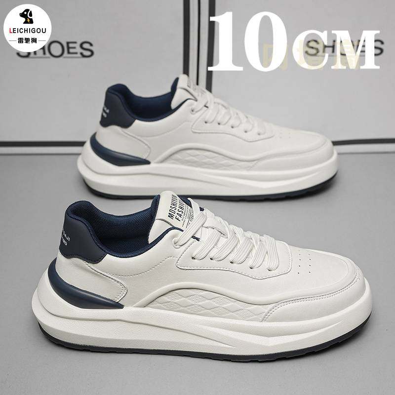 厚底增高板鞋男款2025新款夏季内增高男鞋10cm白色休闲潮牌运动鞋