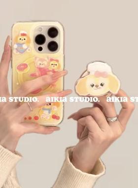 磁吸支架适用oppoA3/reno10/4se手机壳findx7/5pro可爱卡通蝴蝶结饼饼A56/32/a57女K11x/97/93s软套8国际版