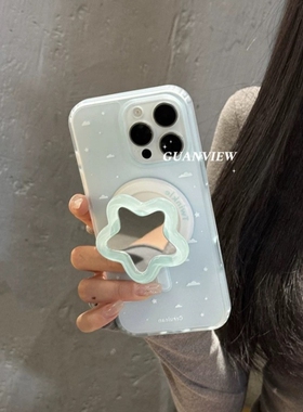 冰雾内置磁吸支架Reno13适用OPPOFindx8手机壳K12透绿星星镜子X7ultra磨砂K11X全包6防摔PRO硬壳女款小清新15