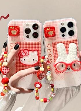 手绳链条适用三星S25ultra/24/Note20/36立体猫咪红色A16格纹S20手机壳A22/23+A71女款S9+S21fe软54/56国际版