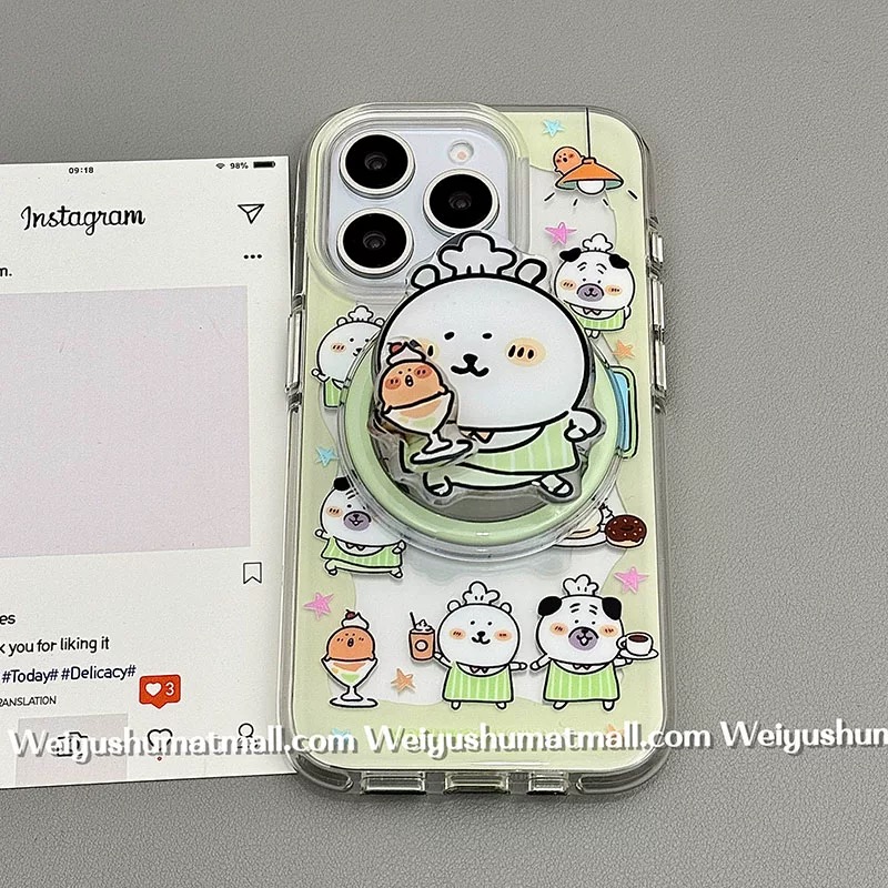 磁吸支架适用华为荣耀100旋转90华为magic6pro/80GT手机壳70se/X20/30厨师自嘲熊40i+畅玩50plus软可爱硅胶女