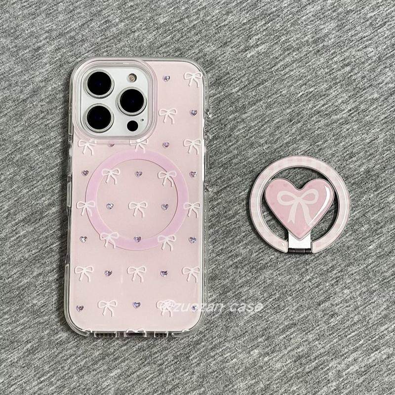 磁吸支架适用vivoX100/30/60/x70/y78手机壳X90温柔气质粉底钻石爱心y76s女S18e/X200/15PRO国际版Y33/mini软