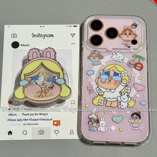磁吸支架适用oppoA3/reno10/4se手机壳findx7/5pro少女粉摇摇乐呆萌哭娃A56/32/a57女K11x/97/93s软套8国际版