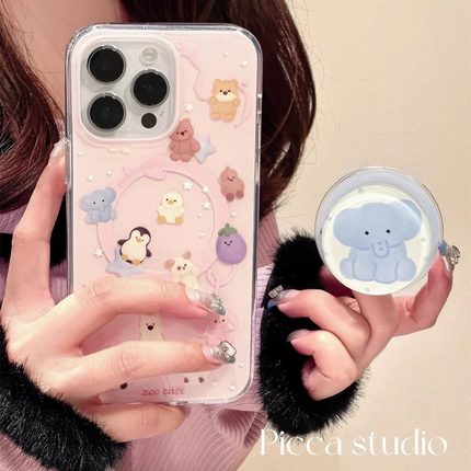 ins磁吸支架适用oppoA3/reno10/4se手机壳findx7/5pro可爱满屏小动物A56/32/57超火K11x/97/93s/58软套网红女