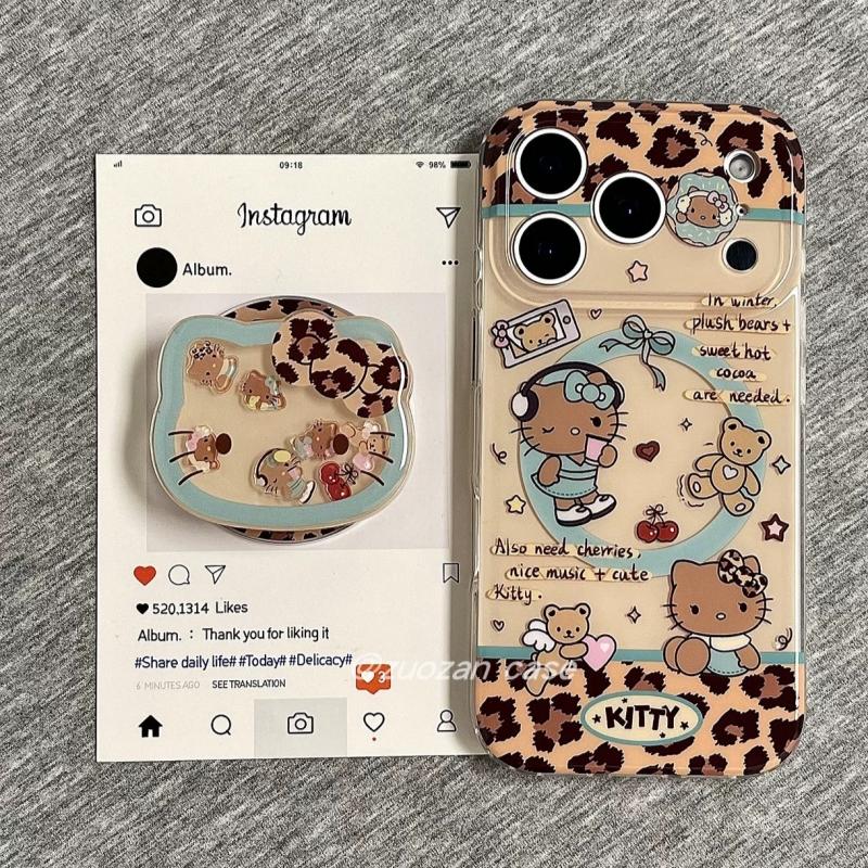 磁吸支架适用oppoA3/reno10/4se手机壳findx7/5pro美拉德风黑皮豹纹KT猫A56/32/a57女K11x/97/93s软套8国际版