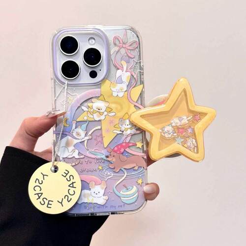 磁吸支架适用oppoA3/reno10/4se手机壳findx7/5pro紫色梦幻星星猫咪治愈A56/32/a57女K11x/97/93s软套8国际版