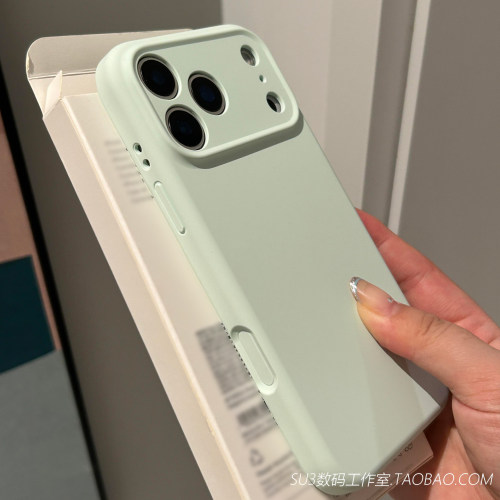 浅绿色全包镜头适用iPhone17pro苹果17promax手机壳16液态新品耐脏plus软糯15高级感14纯色3小众网红磨砂防摔