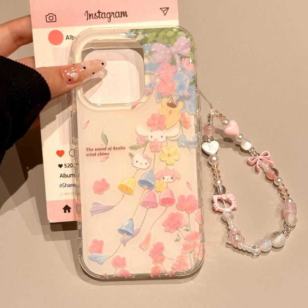 手绳链条适用oppoA3/reno10/4se手机壳findx7/5pro日韩三丽鸥风铃kt猫花A56/32/a57女K11x/97/93s软套8国际版