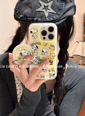 磁吸支架适用oppoA3/reno10/4se手机壳findx7/5pro动漫可爱卡通史努比A56/32/a57女K11x/97/93s软套8国际版