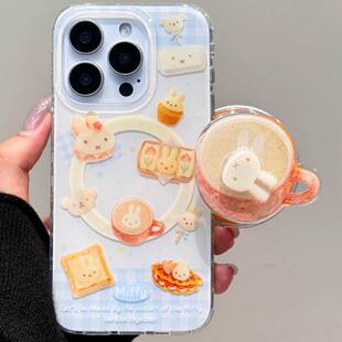 8pro磁吸支架7Se 97手机壳neo10 11s Z1软套13 Z6女U3 5e全包Z5x新品 吐司旋转白兔子咖啡杯适用vivoiQOO12