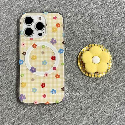 磁吸支架适用oppoA3/reno10/4se手机壳findx7/5pro韩风格纹彩色小花朵A56/32/a57女K11x/97/93s软套8国际版