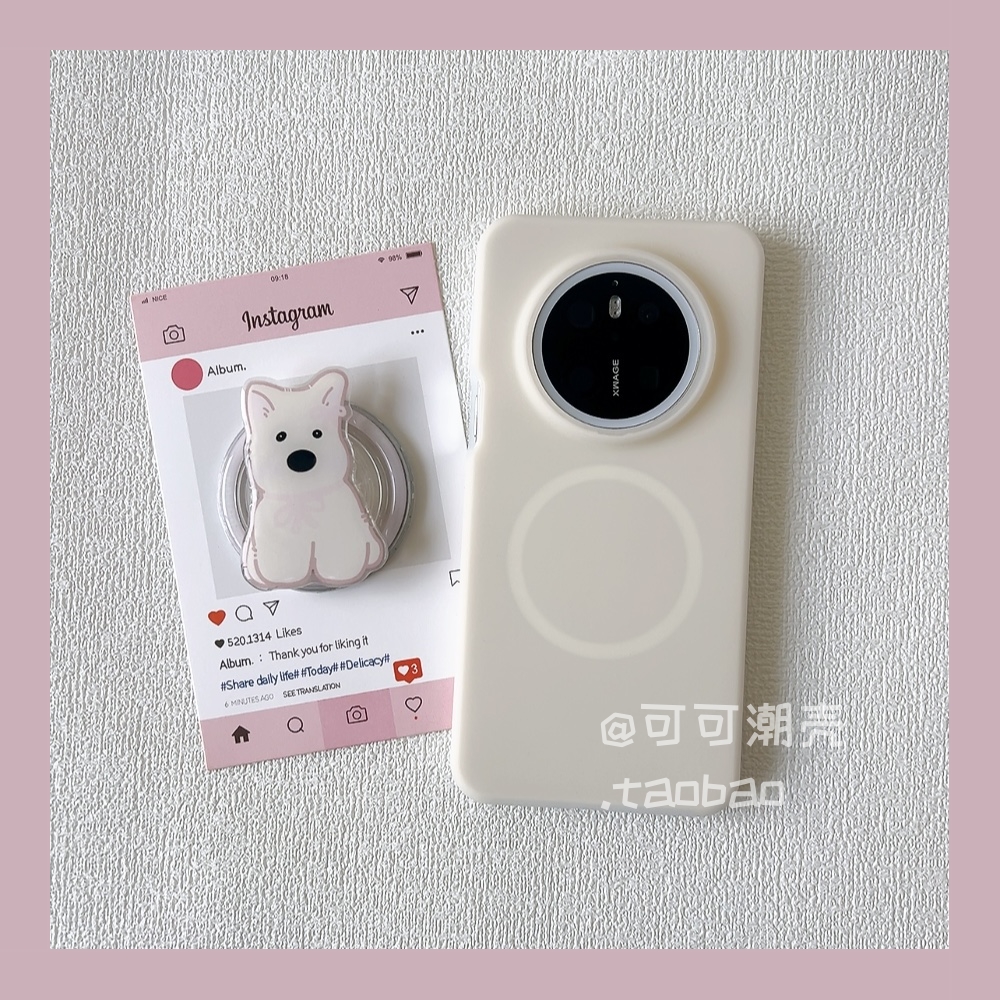 内置磁吸支架液态硅胶适用P60华为MATE70手机壳Nova13果冻12/40PRO蝴蝶结小狗Pura70肤感+少女款50E全包ultra