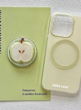 ins磁吸支架适用oppoA3/reno10/4se手机壳findx7/5pro青苹果A56/32/57小众清新纯色K11x/97/93s/58软套日韩女