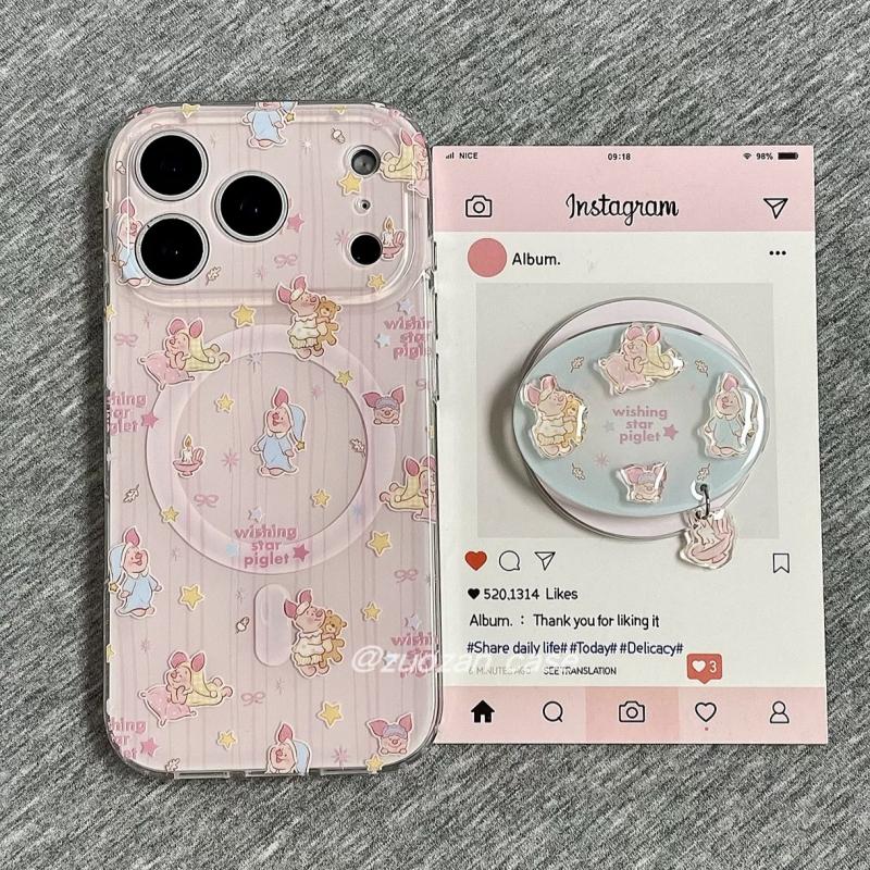 磁吸支架适用三星S25ultra/24/Note20/36粉色皮杰小猪A16超萌S20手机壳A22/23+A71女款S9+S21fe软54/56国际版