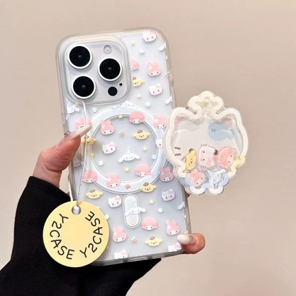 冰雾内置磁吸支架Reno13适用OPPOFindx8手机壳K12可爱满铺三丽鸥X7ultra磨砂K11X全包6防摔PRO硬壳女摇摇乐15