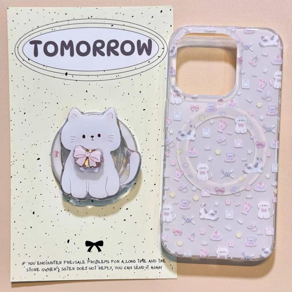 日韩樱桃猫咪链条手绳适用vivoiQOO12/11s/97手机壳neo10/8pro磁吸支架7Se/Z8/Z6女U3/5e全包Z5x新品Z1软套13